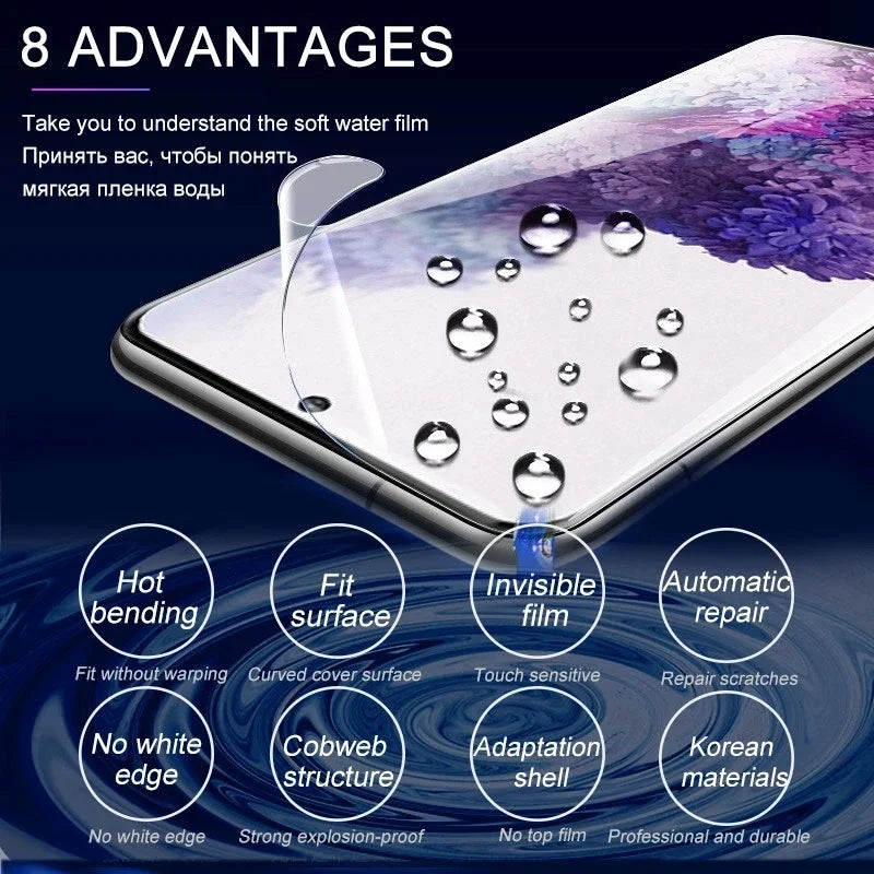 Film Hidrogel Protector Pantalla para Samsung Galaxy S8-S10 Plus/FE / S20-S24 Ultra / Note 9/10/20 Plus (5 Unidades)