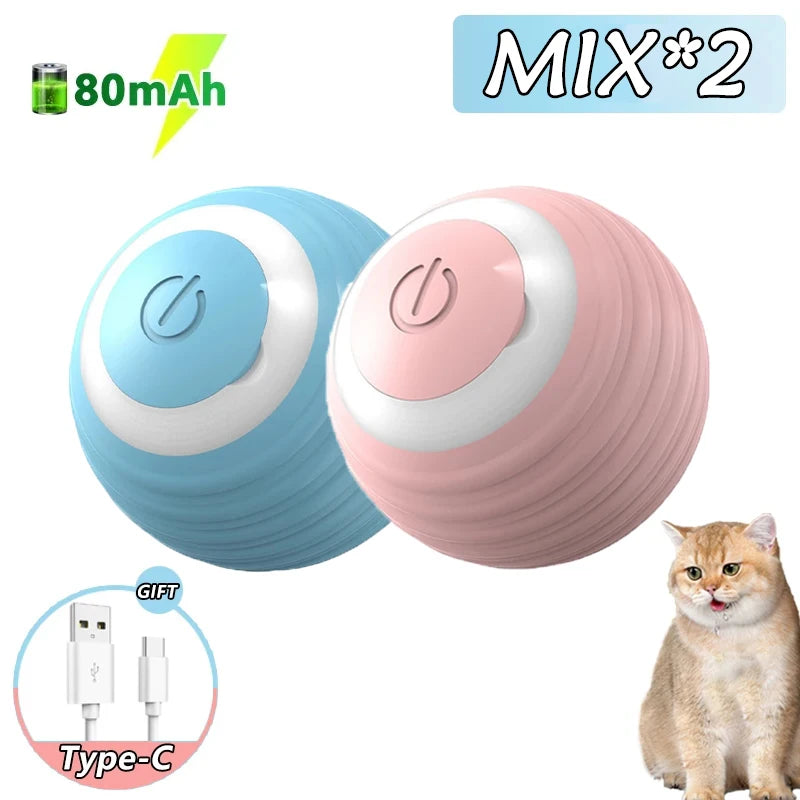 Bola Interactiva Automática Rodante Mágica para Gatos (Juguete Inteligente Electrónico Interior) Accesorios Juego Gato (2 Unidades)