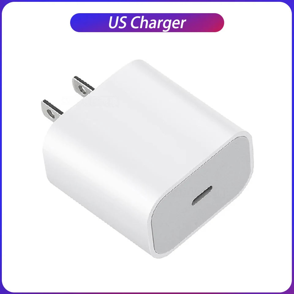 Cargador Original Apple PD 20W USB-C + Cable Lightning Carga Rápida para iPhone/iPad (Enchufe EU/US)