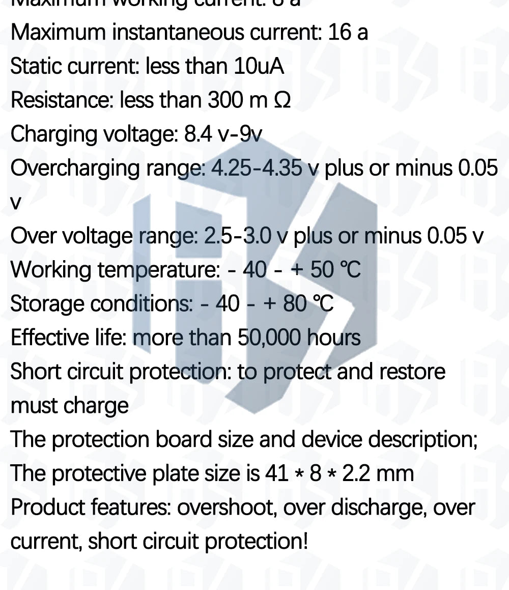2S 7.4V 8A Li-ion 18650 Lithium Battery Charger Protection Board 8.4V Overcurrent Overcharge / Overdischarge Protection