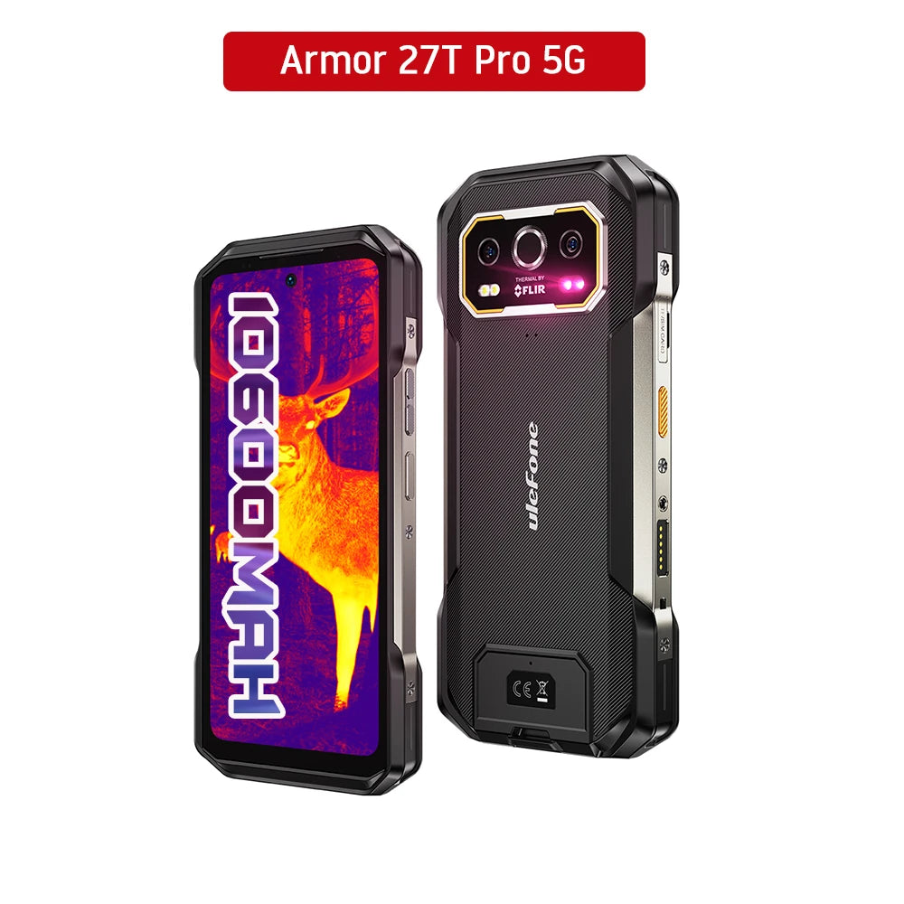 Celular Rugged Ulefone Armor 27T Pro 5G con Cámara Térmica FLIR® - 10600mAh, Android 14, 24GB/256GB, NFC