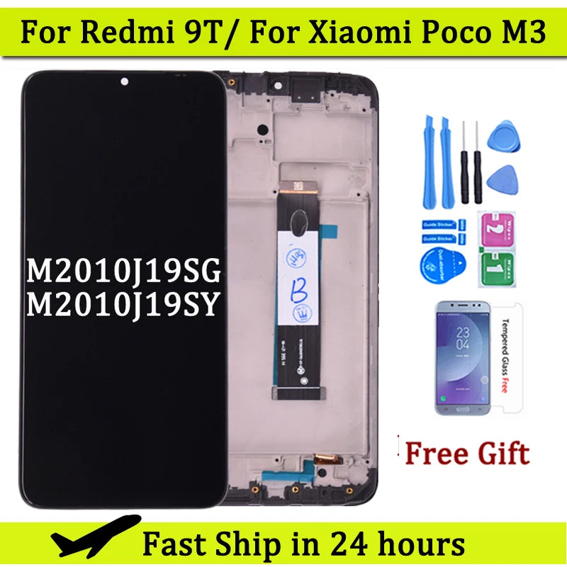 6.53" For Xiaomi Redmi 9T LCD Display Touch Screen Digitizer Assembly With Frame J19S M2010J19SG M2010J19SY For POCO M3 LCD