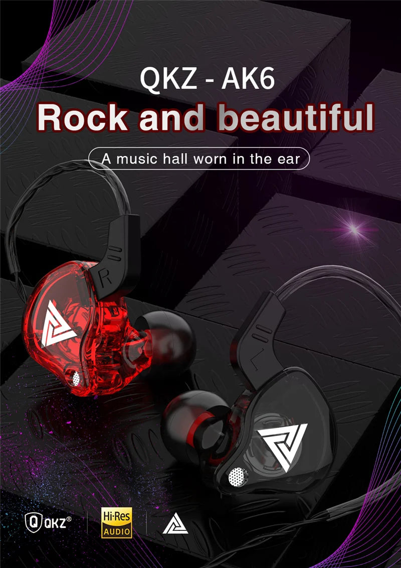 Auriculares con Cable QKZ AK6 (Driver Cobre HiFi, 3.5mm) Deportivos con Micrófono (Bajos Estéreo, In-Ear)