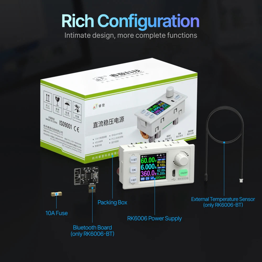 Fuente Alimentación Laboratorio RD-RK6006 / RK6006-BT DC 60V 6A Comunicación Buck Ajustable 4 Dígitos