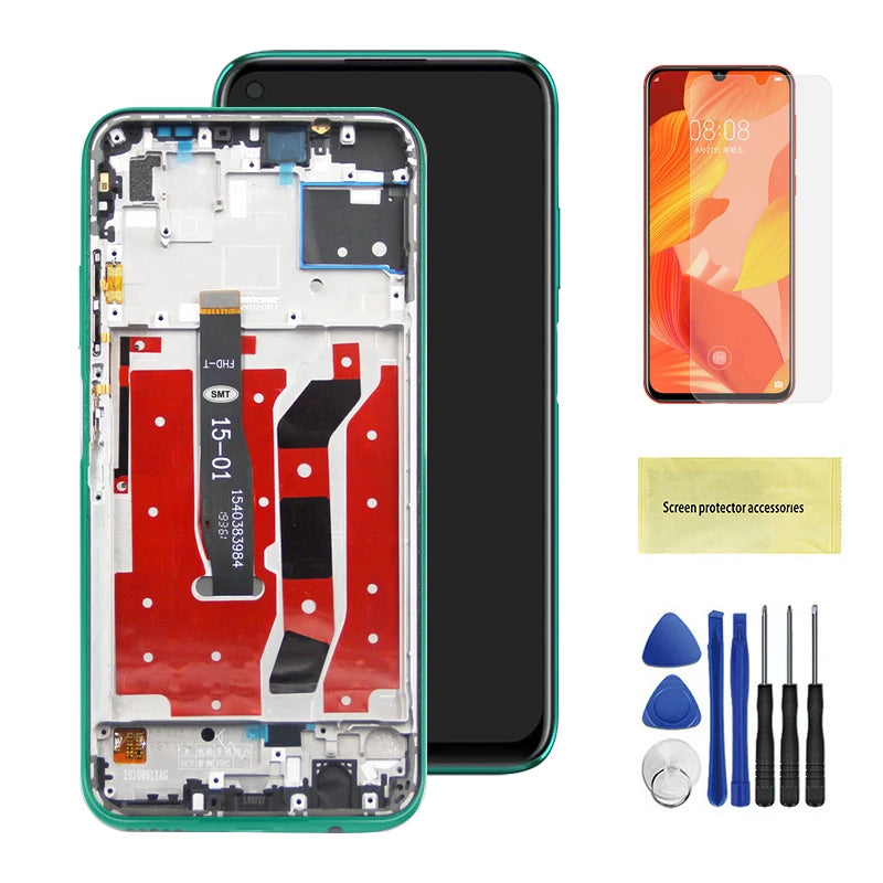 Super AMOLED Display For Huawei P40 Lite LCD Touch Screen Digitizer Assembly With Frame Display Replacement For Nova 6 SE LCD