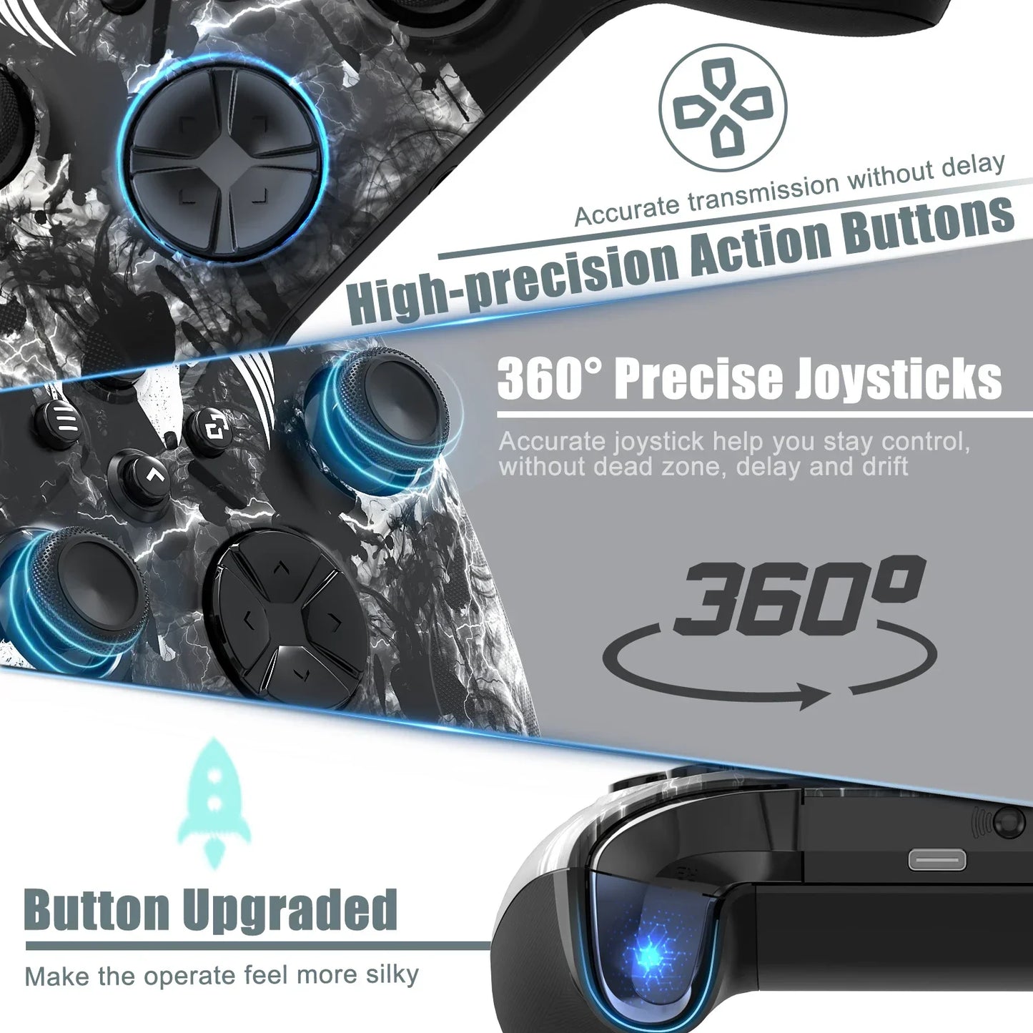 Control Inalámbrico para Xbox One/Series S/X/PC (WiFi, Programable, Vibración, Jack Audio 3.5mm, Turbo, Giroscopio 6 Ejes)