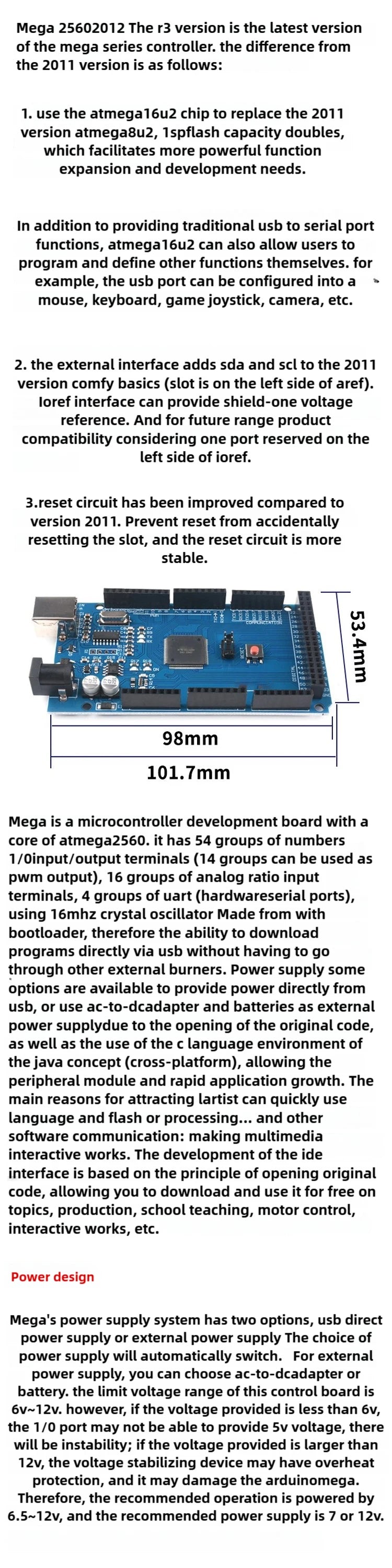 Placa Desarrollo MEGA2560 R3 (ATmega2560-16AU, CH340G) AVR USB / MEGA2560 PRO para Placa Expansión Arduino DIY Kit