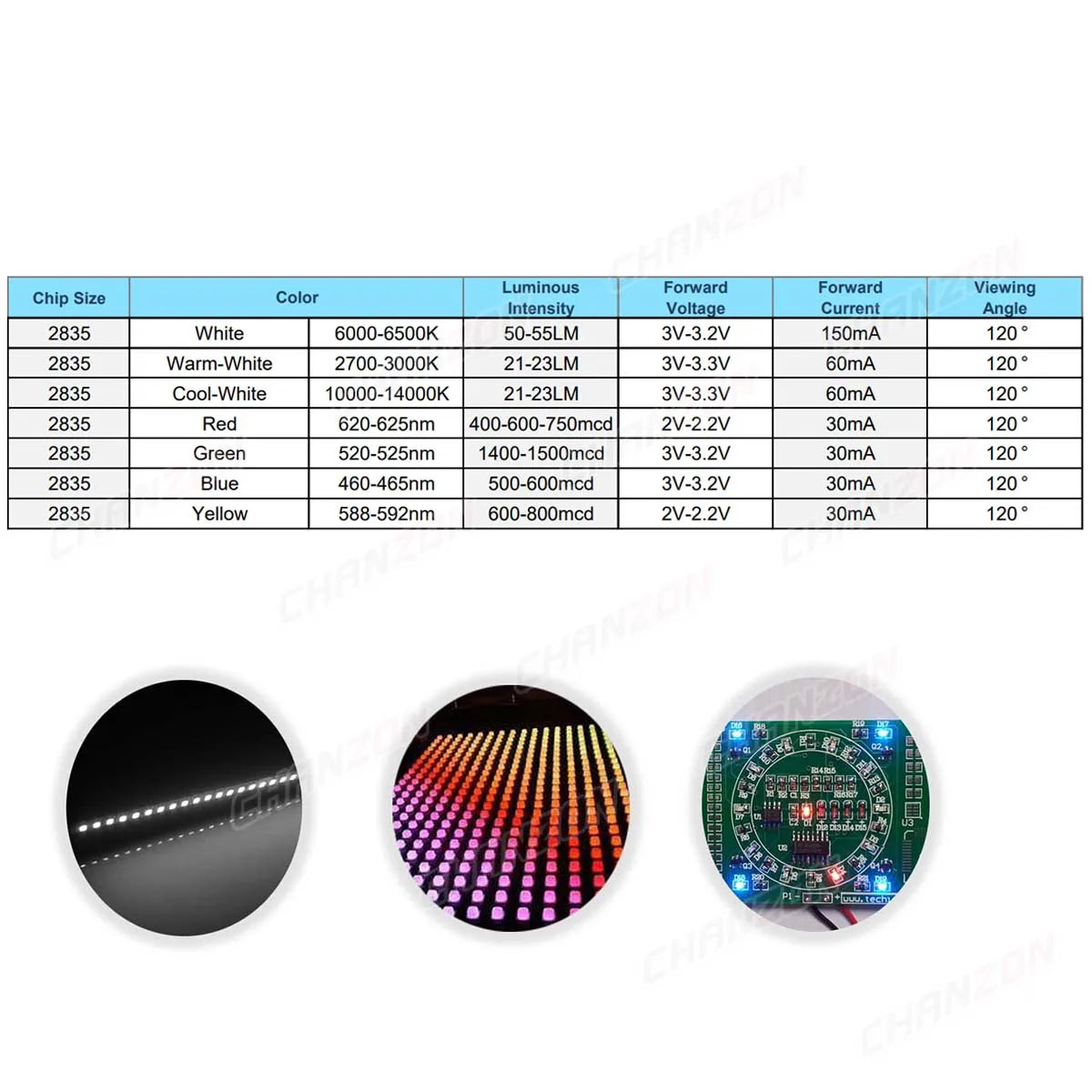 100Pcs 2835 SMD LED Diode Chip Cool Warm White Red Green Blue Yellow 0.2W 0.5W 2V 3V Small DIY SMT PCB Lamp Light Beads Emitting