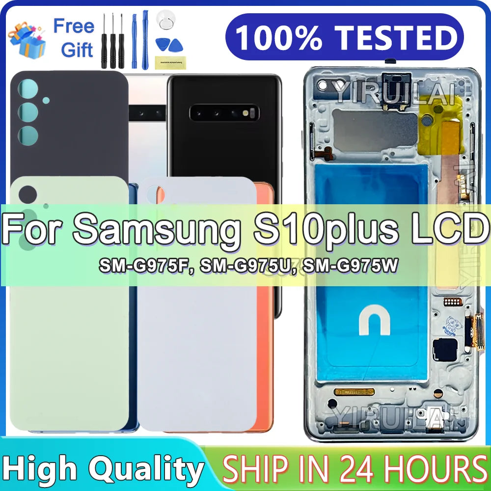 Pantalla LCD de 6,4 pulgadas S10 Plus para Samsung probada S10 + G975F G975U G975W G975 reemplazo del ensamblaje del digitalizador de pantalla táctil