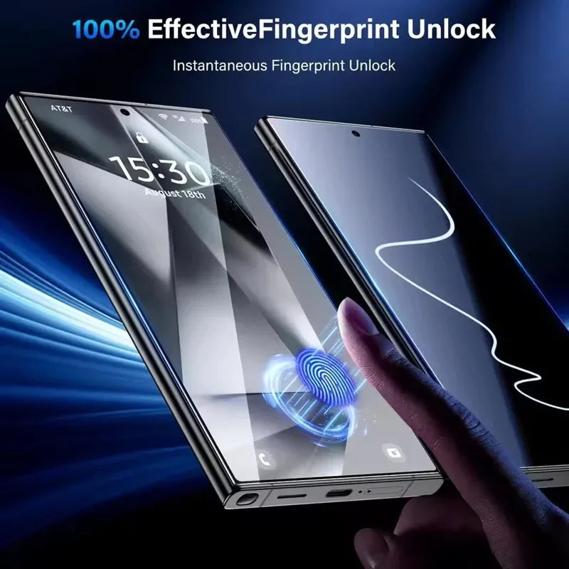 Protector de pantalla de fácil instalación sin polvo con revestimiento oleofóbico para Samsung Galaxy S25 S24 S21 S22 S23 Ultra Plus, 3 uds.