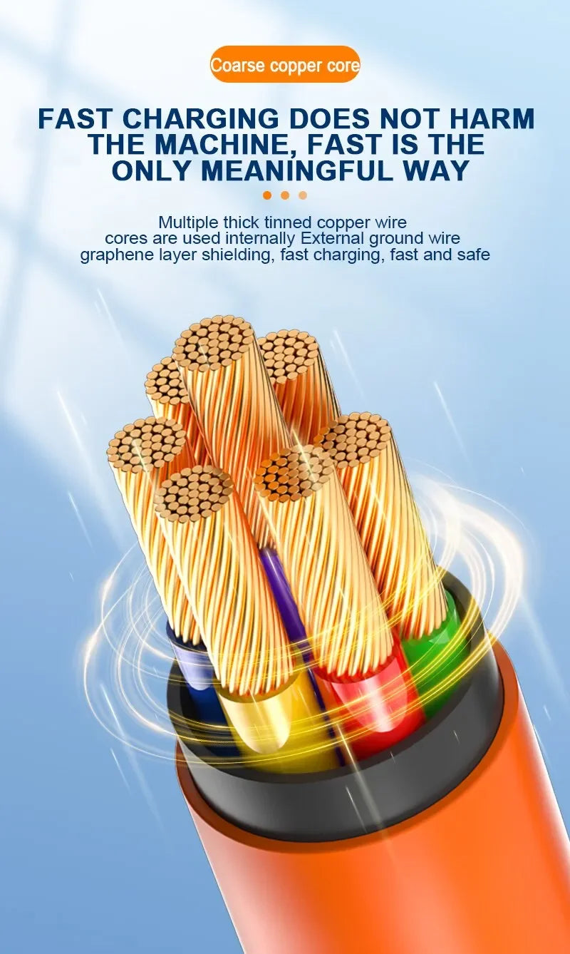 Cable Datos Silicona Grueso/Alargado Tipo C 120W 6A Carga Ultra Rápida con Rotación 180° para Huawei/Samsung/Xiaomi