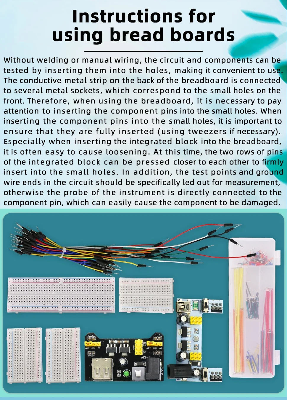1pcs Power Module Breadboard Kit Bread Board Wire Cables Jumper Breadboard Wire Kit Electronics Breadboard Solderless