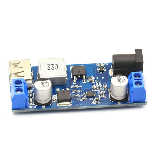 Módulo Convertidor Buck DC-DC 24V/12V a 5V 5A Step-Down Carga USB (Reemplazo LM2596S)