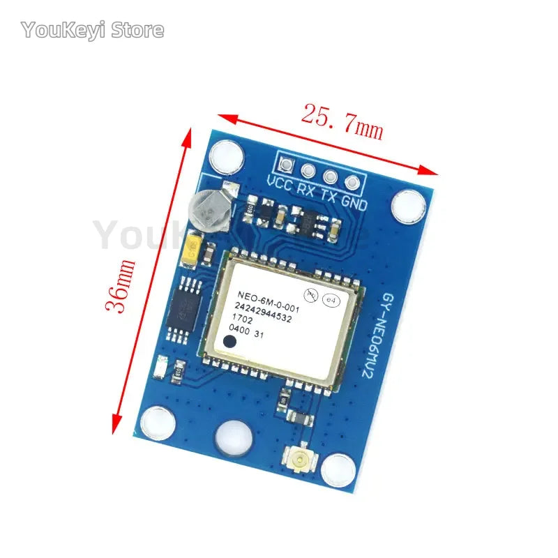 Módulo GPS GY-NEO6MV2 / GY-NEO7MV2 / GY-NEO8MV2 (NEO-6M/7M/8M) con Antena Grande y EEPROM para Control Vuelo MWC/APM2.5 Arduino