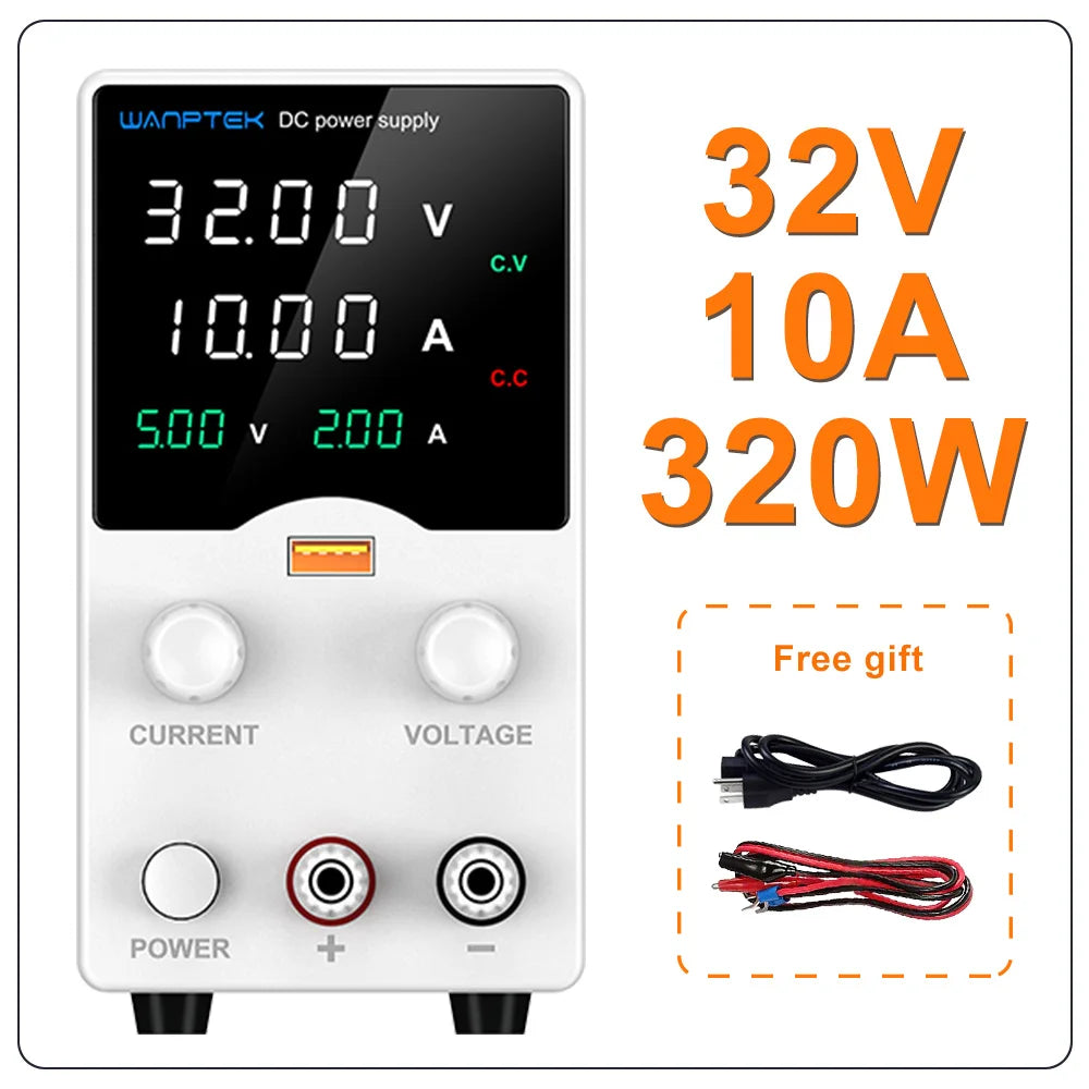 Fuente de Poder Laboratorio WANPTEK DC Ajustable 30V/60V/120V Regulador Voltaje Preajuste V/A (Input 110V/220V)