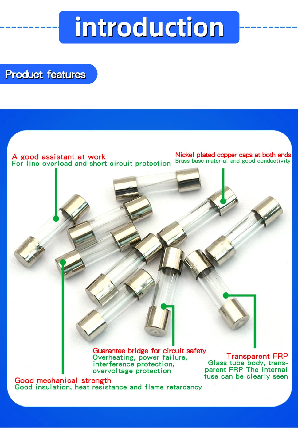 100Pcs Set 5x20mm Quick Blow Glass Tube Fuse Assorted ,Fast-blow Glass Fuses
