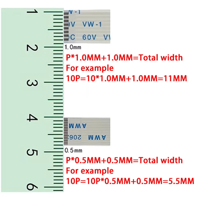 10PCS FPC FFC Cable Ribbon Flexible Flat Cable11P/12P/13P/14P 0.5MM 1.0MM Pitch 50/100/150/200/250/300MM
