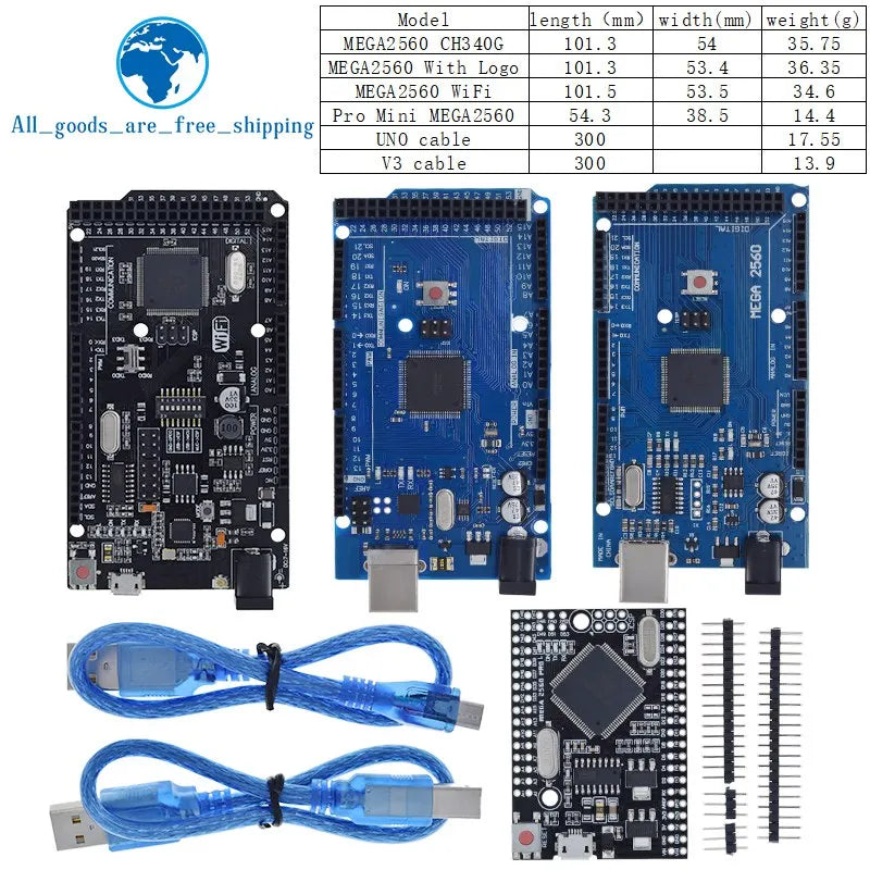 Placa Desarrollo TZT Mega2560 (ATMEGA16U2 / Pro Mini / WiFi R3 ATmega2560 CH340G) compatible Arduino Mega R3 / ESP8266