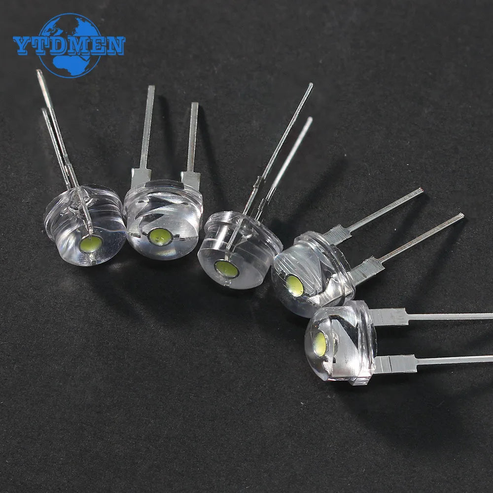 Diodo LED Sombrero Paja F8 (8mm) Super Brillante Blanco Cálido 0.5W / Blanco 0.3-0.75W / Azul / Verde / Rojo / Amarillo (20 Unidades)