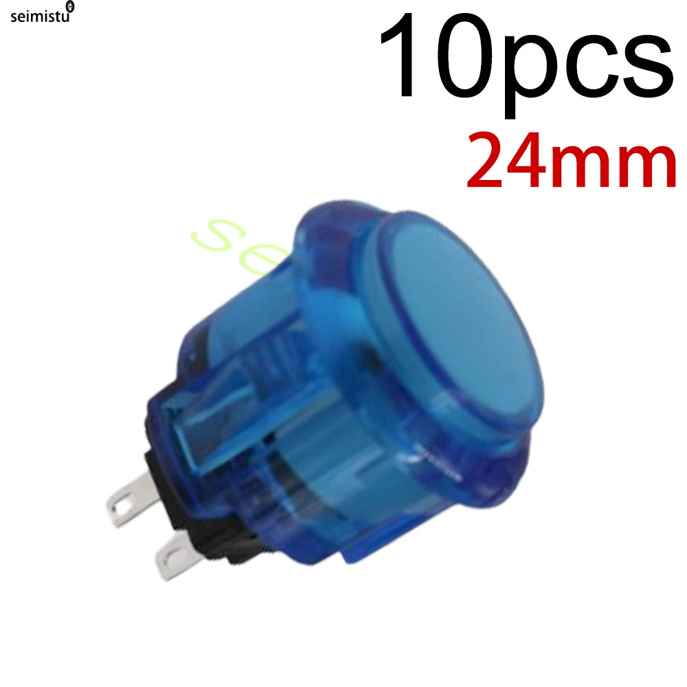 Botón Pulsador Transparente (24mm/30mm) Copia Sanwa OBS-C para Consola Videojuegos/Hitbox/Arcade PC Neo Geo (10 Unidades)