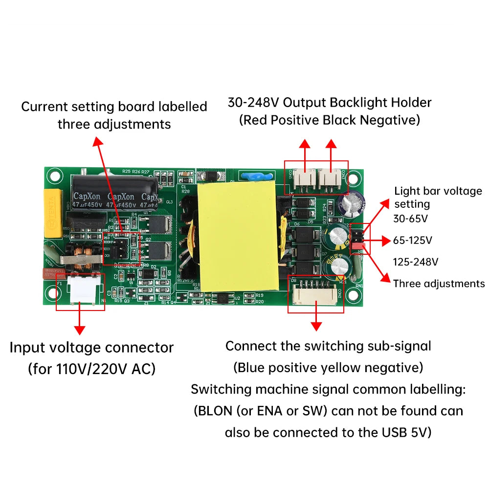 Placa Driver Backlight LED TV LCD 10-65" CA-6109 / CA-6109A Boost Corriente Constante Full-Bridge Alto Voltaje