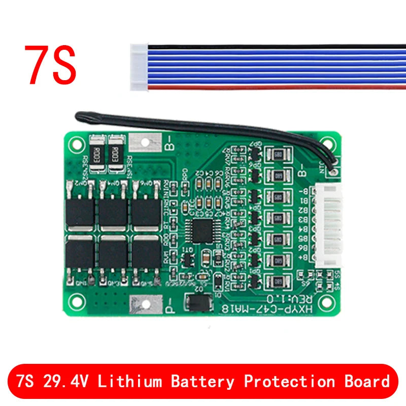 4S/5S/6S/7S BMS 16.8V 21V 20A 18650 Li-ion Lmo Ternary Lithium Battery Charger Protection Board Balance Temperature Protect