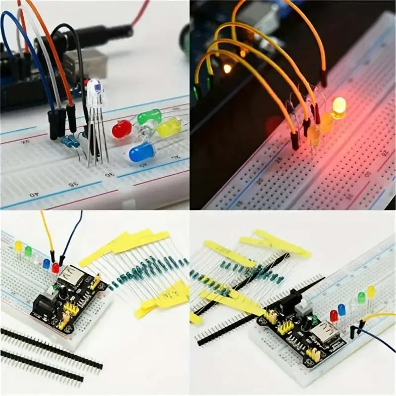 Kit Inicio Electrónica DIY (830 Piezas) para Arduino UNO R3 (Incluye Protoboard y Componentes)
