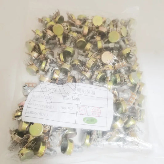 100pcs WH148 Linear Potentiometer 15mm Shaft With Nuts And Washers 3pin WH148 B1K B2K B5K B10K B20K B50K B100K B250K B500K B1M
