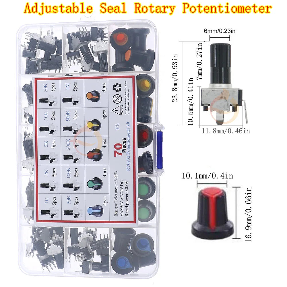 Wh148 Single Dual Potentiometer Mix Kit 3Pin 5Pin 6Pin Switch Audio Shaft Amplifier Sealing B1K 2K 5K10K 20K 50K 100K 250K 500K1