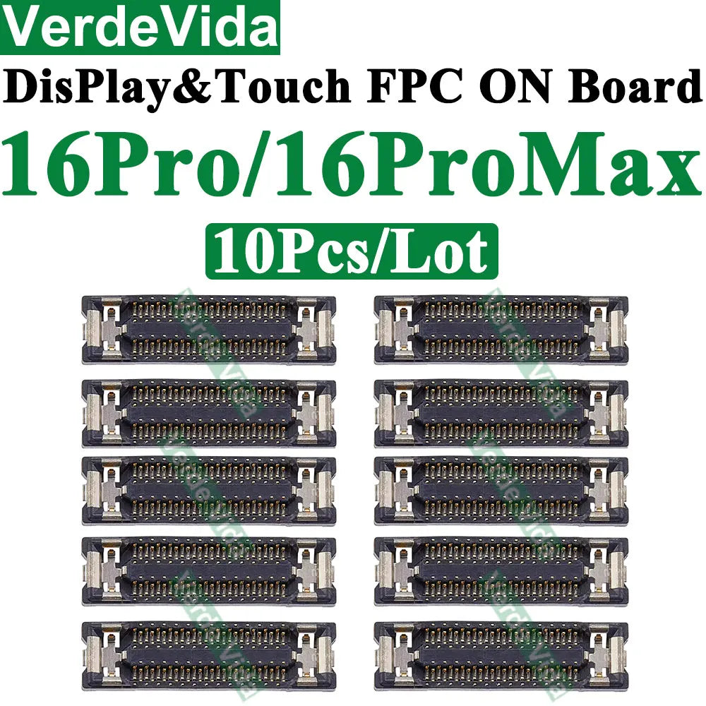 Conector FPC Pantalla LCD / Táctil en Placa Base para iPhone X/XS/XR/11/12/13/14/15/16 Pro Max/Plus (10 Unidades)