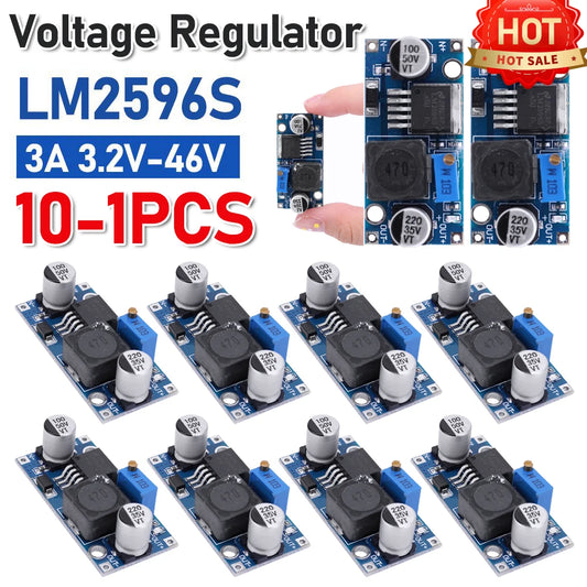 Lote 1/10 Pcs Módulo Convertidor Buck LM2596 DC-DC 3A Ajustable Step-Down 24V/12V/5V/3V