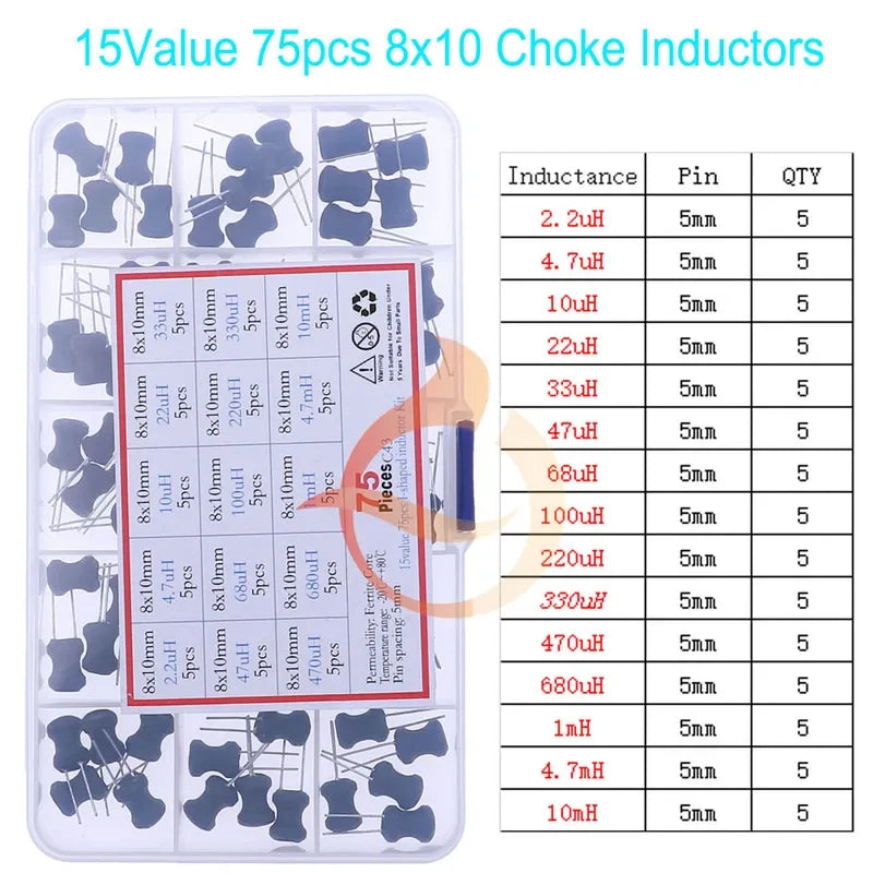 Kit Surtido Inductores SMD/DIP - Varios Valores (2.2uH a 100mH)
