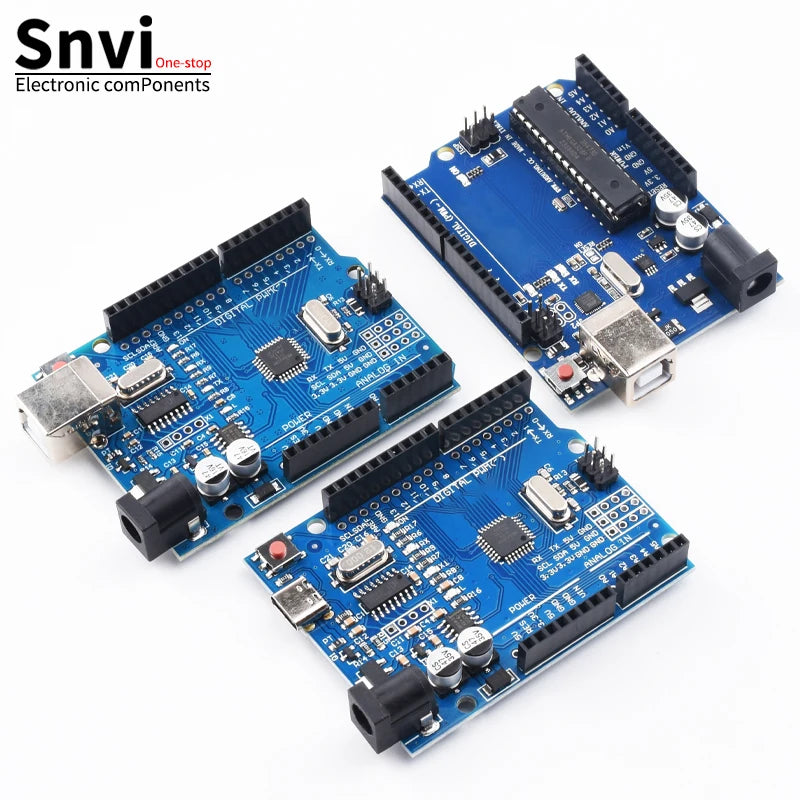 Placa Desarrollo UNO R3 (ATMEGA328P, CH340/ATEGA16U2) compatible Arduino con Cable + Placa Expansión Proto Shield R3/R4