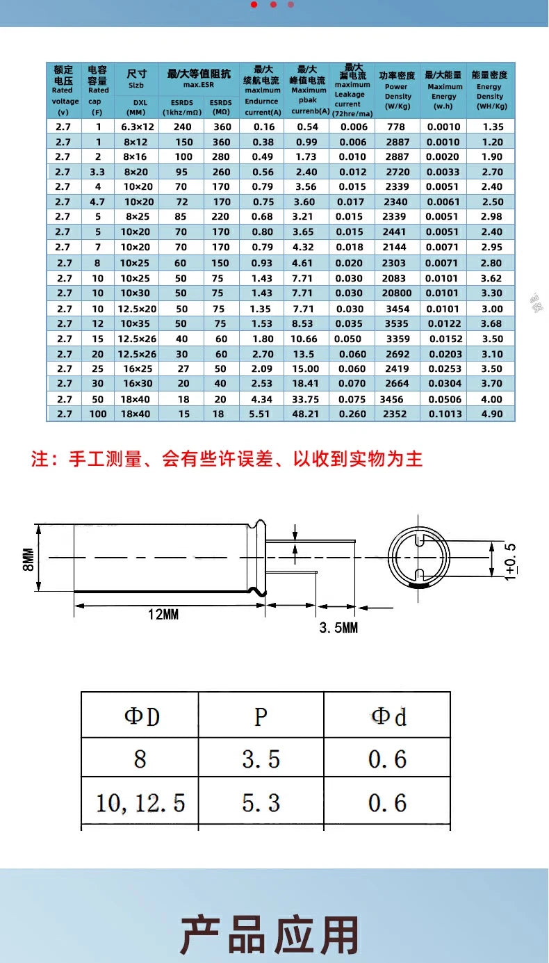 Supercapacitores Farad 2.7V - Varios Valores (0.5F a 60F)