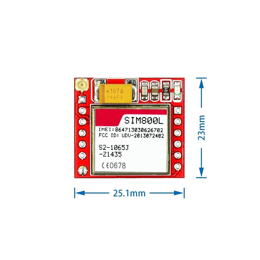 Módulo GSM/GPRS SIM800L (Micro SIM, Quad-Band, Serial TTL) con Antena PCB para Arduino