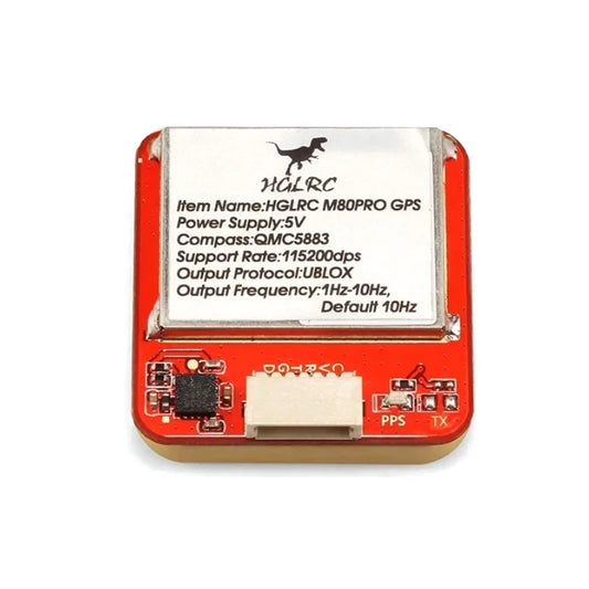 Módulo GPS HGLRC M80 PRO (GLONASS/GALILEO/QZSS/SBAS/BDS, 72 Canales) con Antena Ganancia para Drones RC Largo Alcance