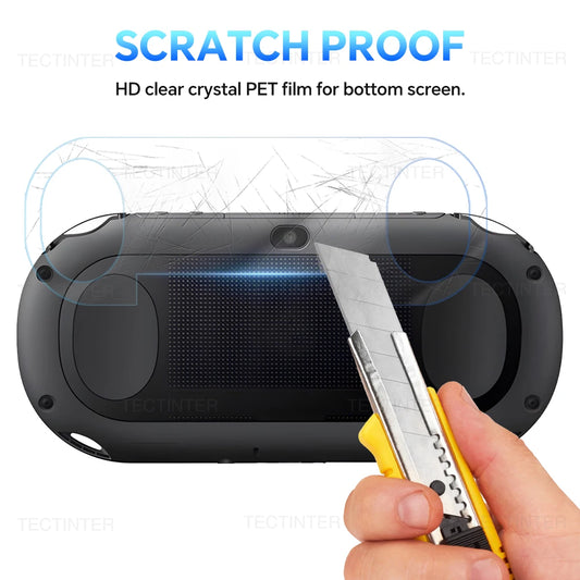 Protector Pantalla para Sony PS Vita PSV 1000 / 2000: Cristal Templado Frontal + Film Trasero Transparente HD Completo