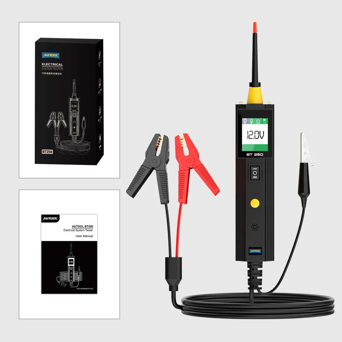 Tester Circuito Automotriz Autool BT250 (6-30V) - Kit Sonda Eléctrica (Power Probe) con Display LED