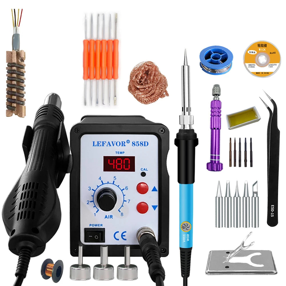 858D Hot Air Gun BGA Soldering Rework Station Blower Hair Dryer Hairdryer Soldering Heat Gun 220V 110V SMD SMT Welding Repair