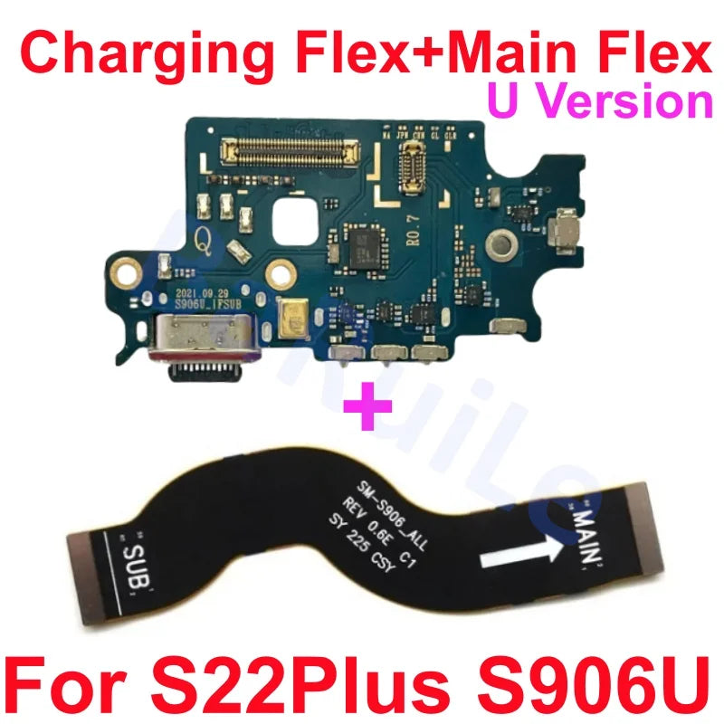 Puerto de carga flexible para Samsung S23 S22 Plus Ultra S901B S901U S906U S908B S S911B S916U S918B placa base conectar Cable USB principal