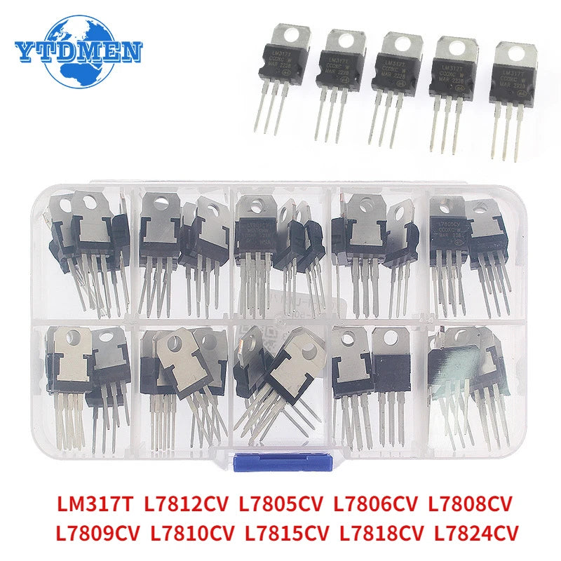 Kit Regulador Voltaje IC TO-220 (LM317T, L7805CV-L7824CV) (5-50 Unidades)