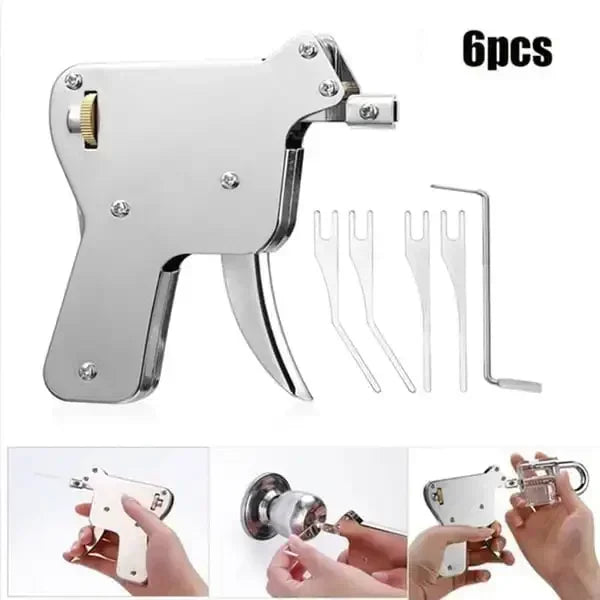 Kit Herramienta Apertura Puertas Acero Inoxidable (Ganzúa/Llave Bump/Pistola Pick) Reparación Cerrajería