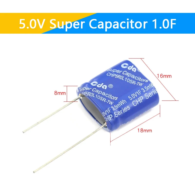 Supercapacitor Farad Tipo Combinación (0.22F-50F, 5.5V) - Unidad (Especificar Valor)