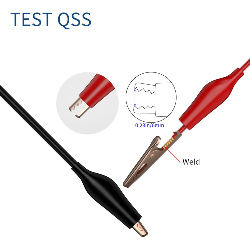 Cable Test QSS (x2) Pinzas Cocodrilo a USB (Macho/Hembra) - Línea Conexión Eléctrica 56cm