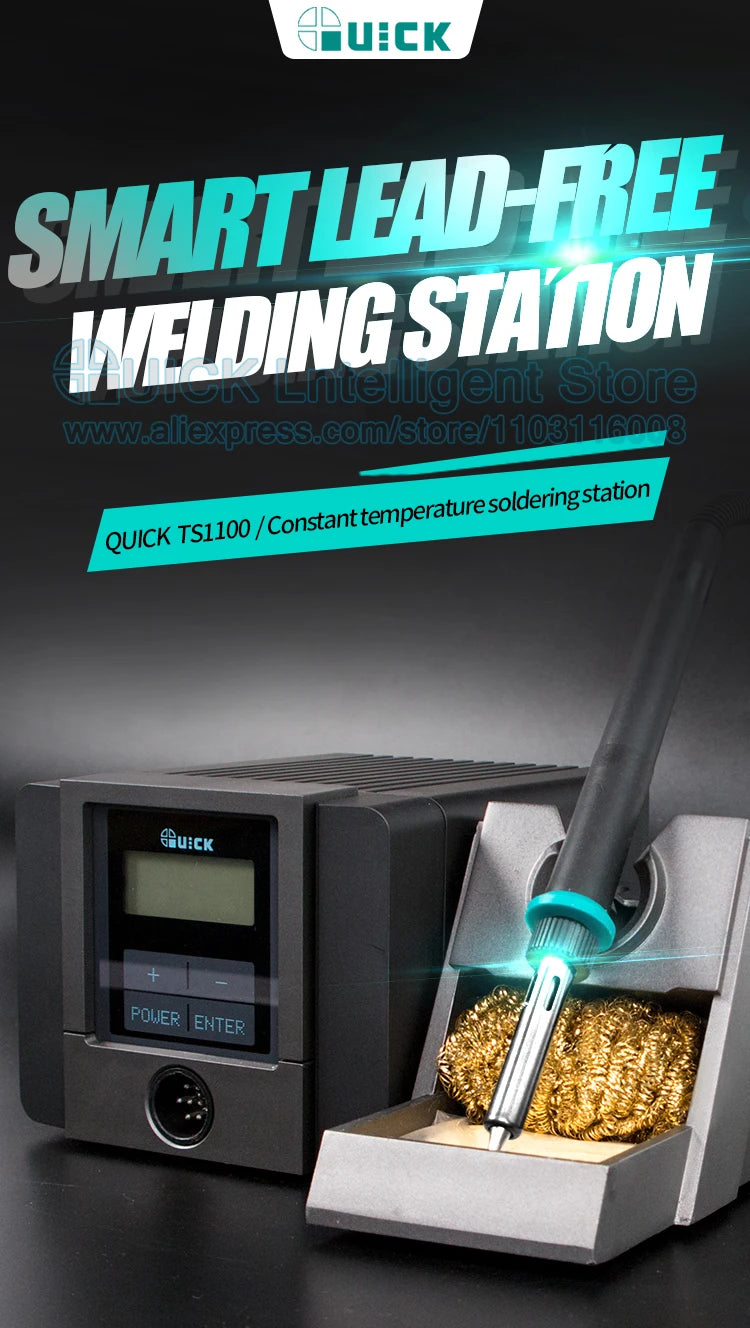 Soldering Stations QUICK TS1100 Welding Station Digital Display Lead-free 90W Intelligent Anti-static Electric Soldering Irons
