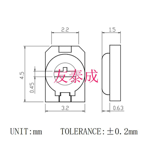 Capacitor Trimmer Cerámico SMD SEHWA Ajustable (3pF/6pF/10pF, 4.5x3.2mm) - Pack 5 Unidades (Valores Surtidos)