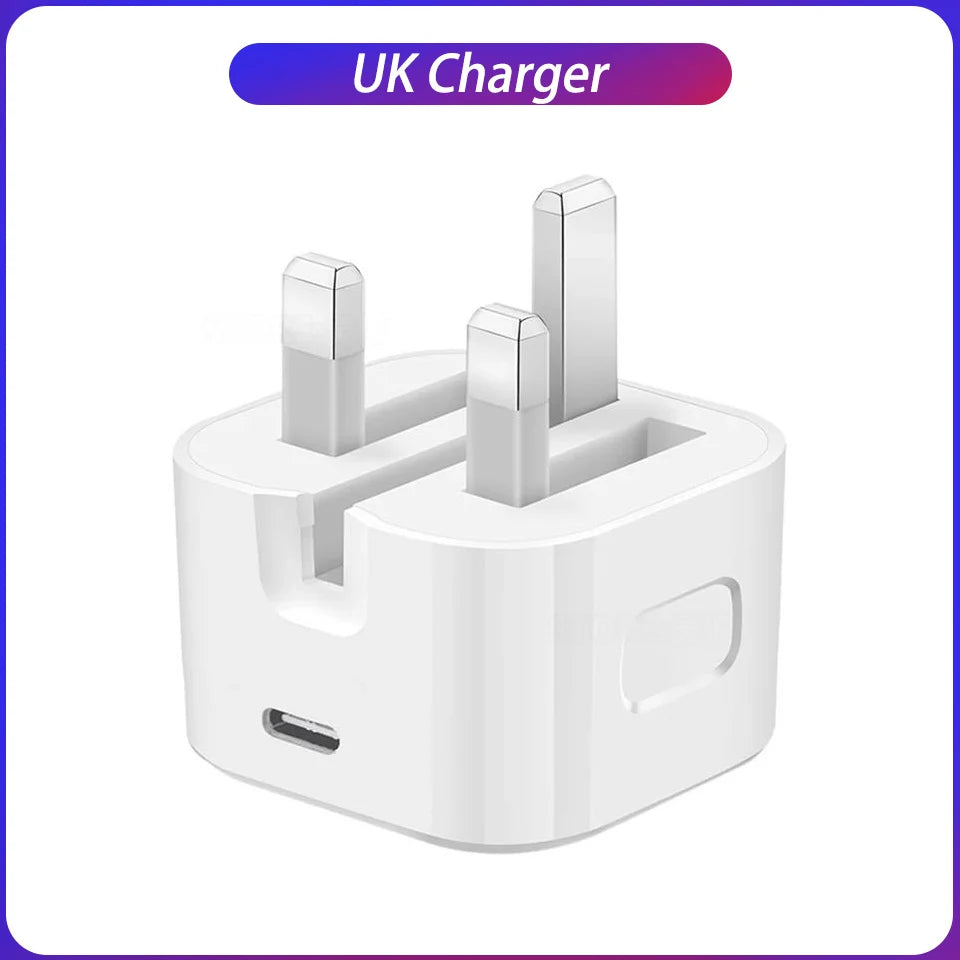 Cargador Original Apple PD 20W USB-C + Cable Lightning Carga Rápida para iPhone/iPad (Enchufe EU/US)