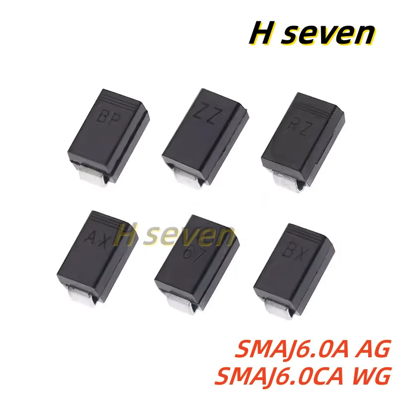 Diodo TVS SMD SMAJ6.0A (Uni) / SMAJ6.0CA (Bi) 6V SMA/DO-214AC - Lote 20 Piezas