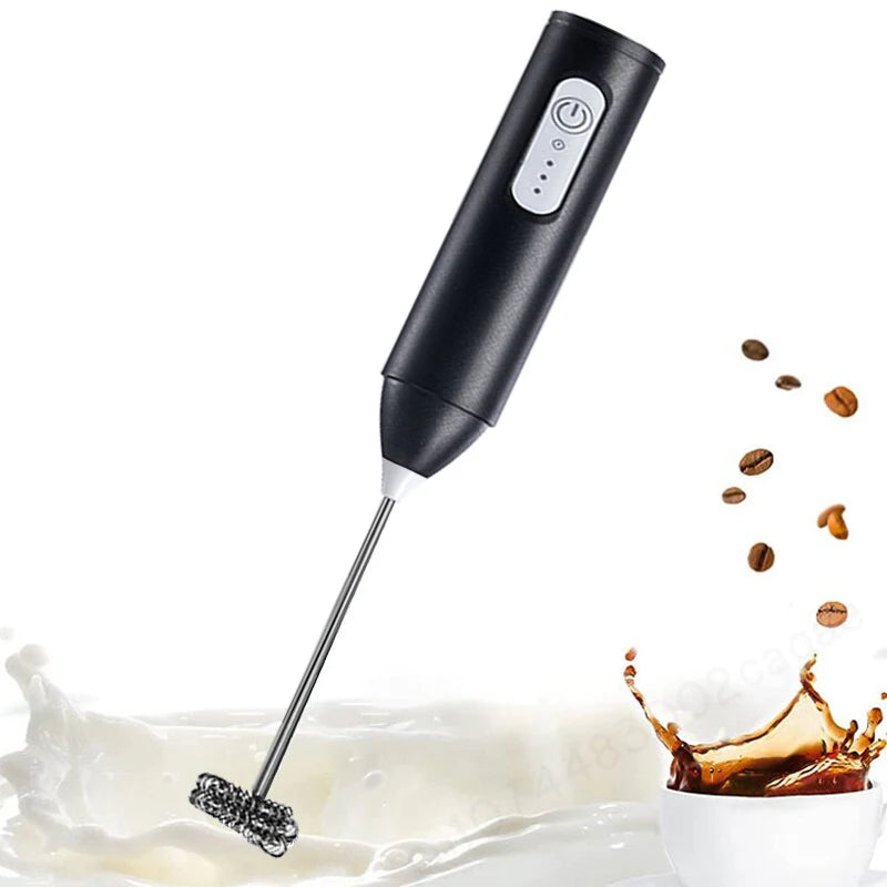 Espumador Leche Inalámbrico Eléctrico Recargable (Tipo C) Batidor Mano Acero Inoxidable Mini Mezclador Café/Cappuccino/Crema