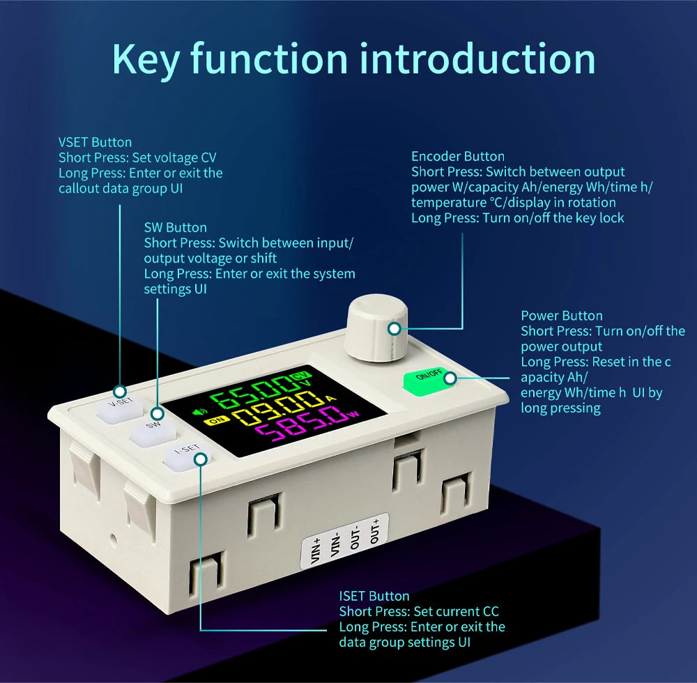 Módulo Fuente Alimentación CNC XY7025 Buck CC/CV 70V 25A 1750W Tensión/Corriente Constante Step-Down